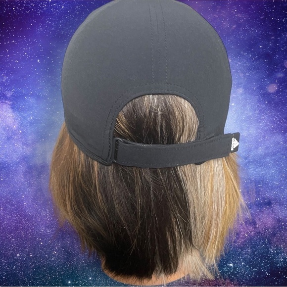ADIDAS Women's Superlite Relaxed Fit Performance Hat Black and White - Picture 3 of 8